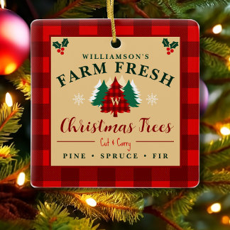 Farm Fresh Christmas Trees - Christmas pattern セラミックオーナメント