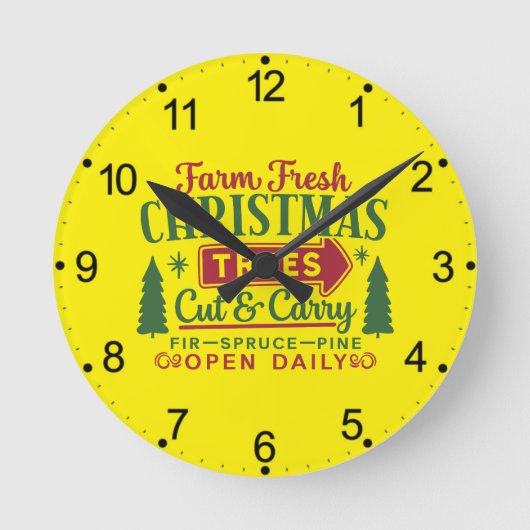 Farm Fresh Christmas Trees Holiday Design-64649 ラウンド壁時計 (正面)