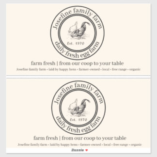 Farm Fresh Eggs Chicken Coop Rustic cartoon label シール