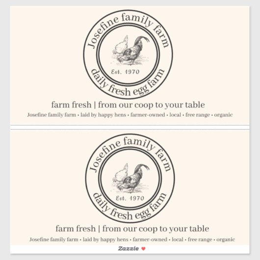 Farm Fresh Eggs Chicken Coop Rustic cartoon label  シール (シート)