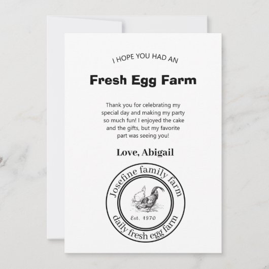Farm Fresh Eggs Chicken Coop Rustic Country Farm サンキューカード (正面)