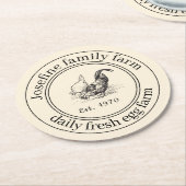 Farm Fresh Eggs Chicken Coop Rustic Country Farm ラウンドペーパーコースター (アングル)