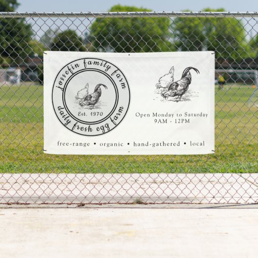 Farm Fresh Eggs Chicken Coop Rustic Country Farm 横断幕 (インサイチュ)