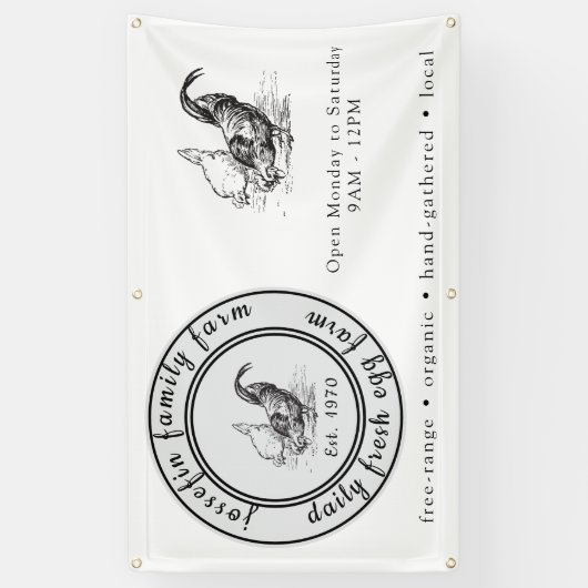 Farm Fresh Eggs Chicken Coop Rustic Country Farm 横断幕 (縦)