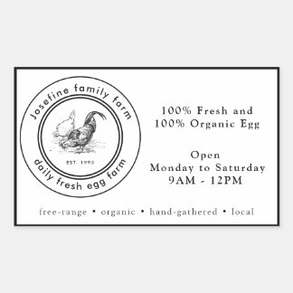 Farm Fresh Eggs Chicken Coop Rustic Country Farm 長方形シール