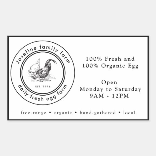Farm Fresh Eggs Chicken Coop Rustic Country Farm 長方形シール (正面)