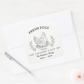 Farm Fresh Eggs Custom Name label, Egg Carton スクエアシール (封筒)