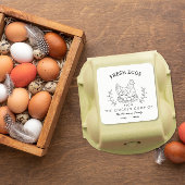 Farm Fresh Eggs Custom Name label, Egg Carton  スクエアシール