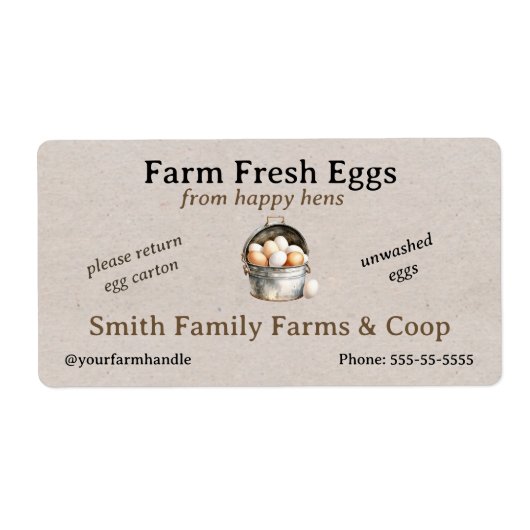 Farm Fresh Eggs Label | Egg Carton Stickers Custom ラベル (正面)