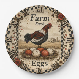 Farm Fresh Eggs Rustic Nest Vintage Farmhouse ペーパープレート