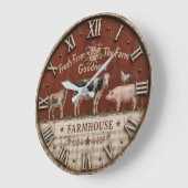 Farm Fresh Farmhouse Animal ラージ壁時計 (傾斜)
