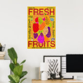 Farm Fresh Fruits Poster Retro Farmers Market ポスター (ホームオフィス)