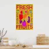 Farm Fresh Fruits Poster Retro Farmers Market ポスター (キッチン)