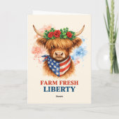 Farm Fresh Liberty Highland Cow Patriotic USA Art カード (裏面)