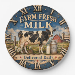Farm Fresh Milk Dairy Cow Rustic Farmhouse Barn ペーパープレート