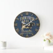 Farm Fresh Milk Delivered Daily Rustic Dairy Farm ラージ壁時計 (ホーム)