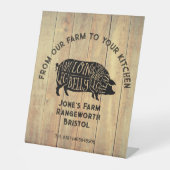 Farm Fresh Pork Sticker – Rustic Pig Logo Label –  台座サイン (正面)