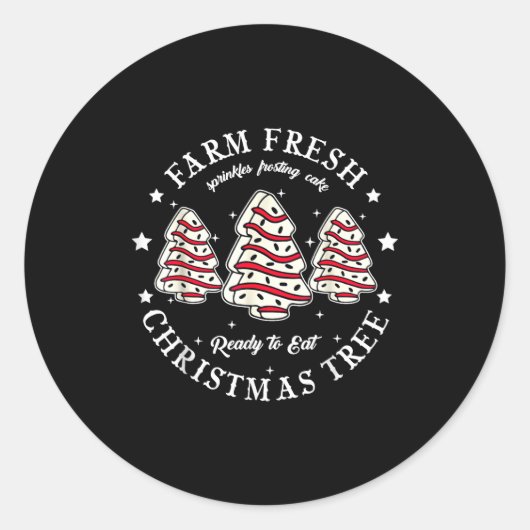 Farm Fresh Ready To Eat Christmas Tree Cake Funny  ラウンドシール (正面)