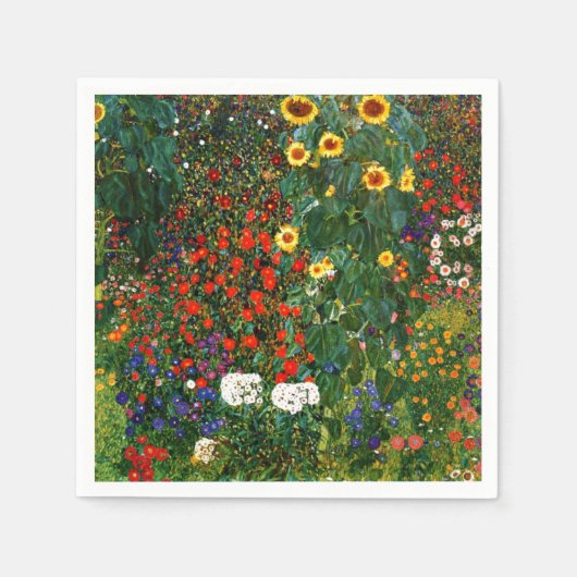 Farm Garden with Sunflowers, art by Gustavクリムト スタンダードカクテルナプキン (正面)