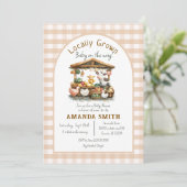 Farm Gingham Market Locally Grown Baby Shower  招待状 (スタンド正面)
