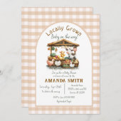 Farm Gingham Market Locally Grown Baby Shower  招待状 (正面/裏面)