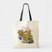 Farm Home Bicycle Sunflowers Cats トートバッグ (正面)