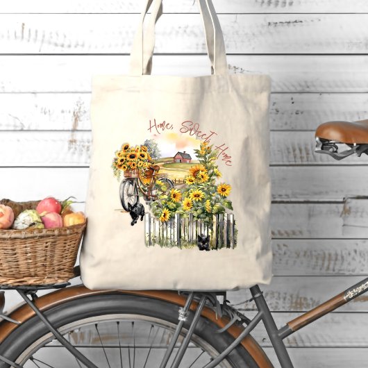 Farm Home Bicycle Sunflowers Cats トートバッグ