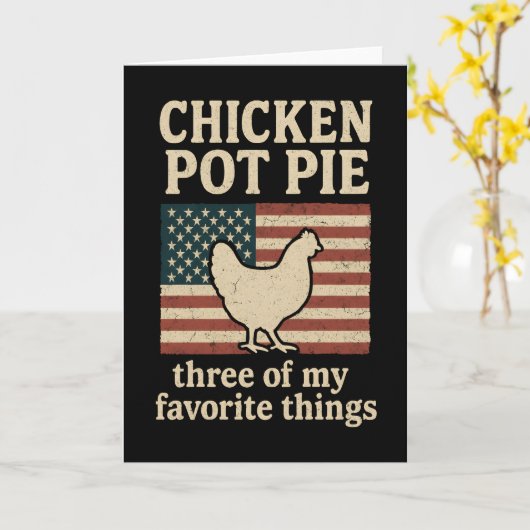 Farm Humor Chicken Chicken Pot Pie Graphic カード (黄色い花)