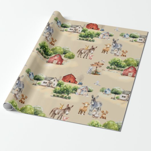 Farm Land Seamless Pattern Craft and ラッピングペーパー (アンロールド)