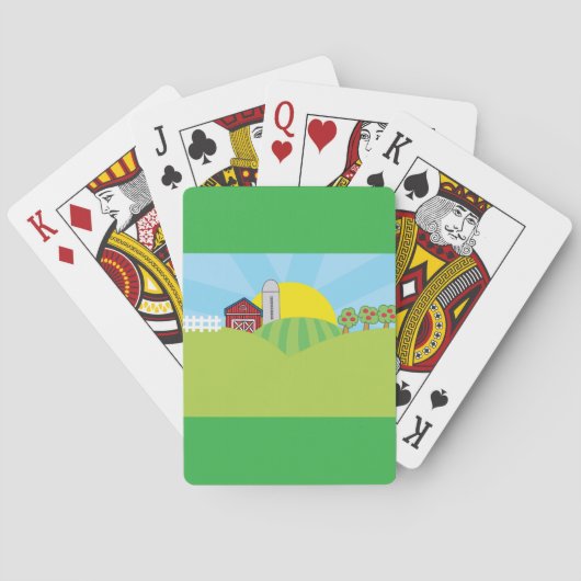 Farm Landscape Red Barn Silo Apple Trees トランプ (裏面)