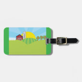 Farm Landscape Red Barn Silo Apple Trees ラゲッジタグ (正面横)