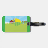 Farm Landscape Red Barn Silo Apple Trees ラゲッジタグ (裏面横)