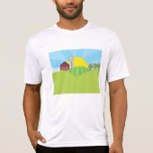 Farm Landscape Red Barn Silo Apple Trees Tシャツ (正面)