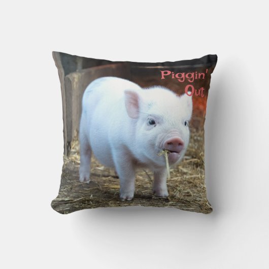 Farm Life Piggin' Out ブタと牛の裏デザイン クッション (正面)