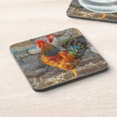 Farm Life Rooster Vibes Hard Plastic Coasters コースター (左側)