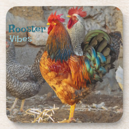 Farm Life Rooster Vibes Hard Plastic Coasters コースター