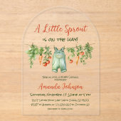 Farm Little Sprout Clothesline Baby Shower Arch アクリル招待状 (正面)