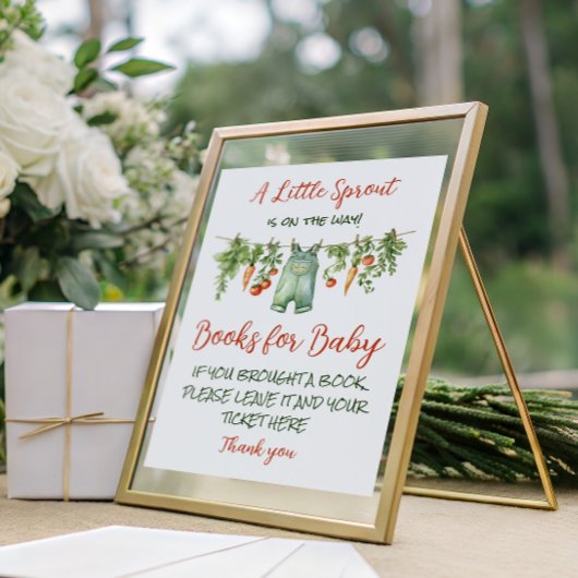 Farm Little Sprout Clothesline Baby Shower Books ポスター