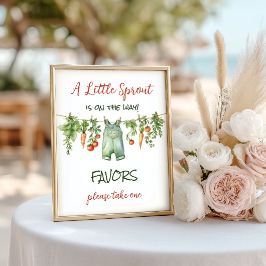 Farm Little Sprout Clothesline Baby Shower Favor ポスター