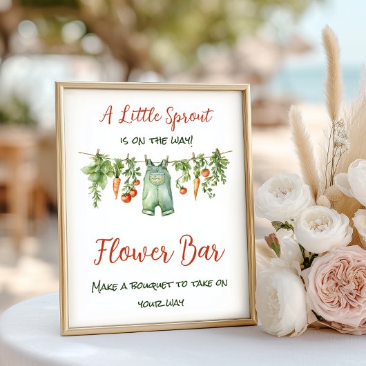 Farm Little Sprout Clothesline Baby Shower Flower ポスター