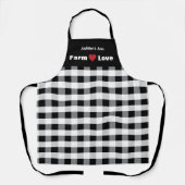 Farm Love Custom Black White Check エプロン (正面)