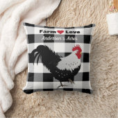 Farm Love Custom Rooster Black White Check クッション (ブランケット)