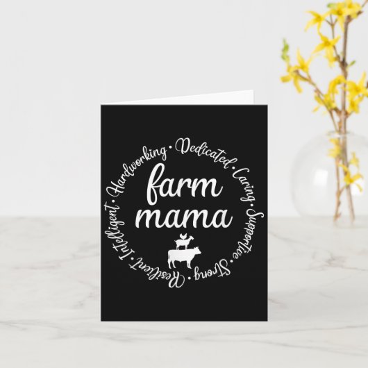 Farm Mama Hardworking Dedicated Goat Chicken G Cow カード (黄色い花)