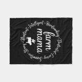 Farm Mama Hardworking Dedicated Goat Chicken G Cow フリースブランケット (正面(横))