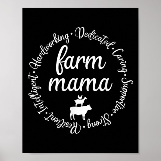 Farm Mama Hardworking Dedicated Goat Chicken G Cow ポスター (正面)