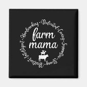Farm Mama Hardworking Dedicated Goat Chicken G Cow マグネット (正面)