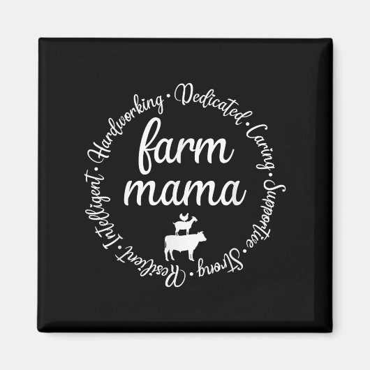 Farm Mama Hardworking Dedicated Goat Chicken G Cow マグネット (正面)