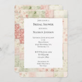 Farm Mint Pink Floral Quilt  Bridal Shower 招待状 (正面/裏面)