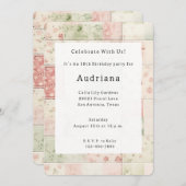 Farm Mint Pink Floral Quilt Patterns Birthday 招待状 (正面/裏面)