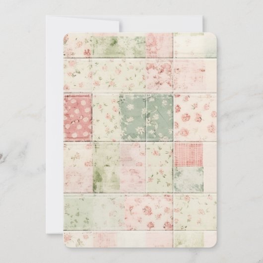 Farm Mint Pink Floral Quilt Patterns Birthday 招待状 (裏面)